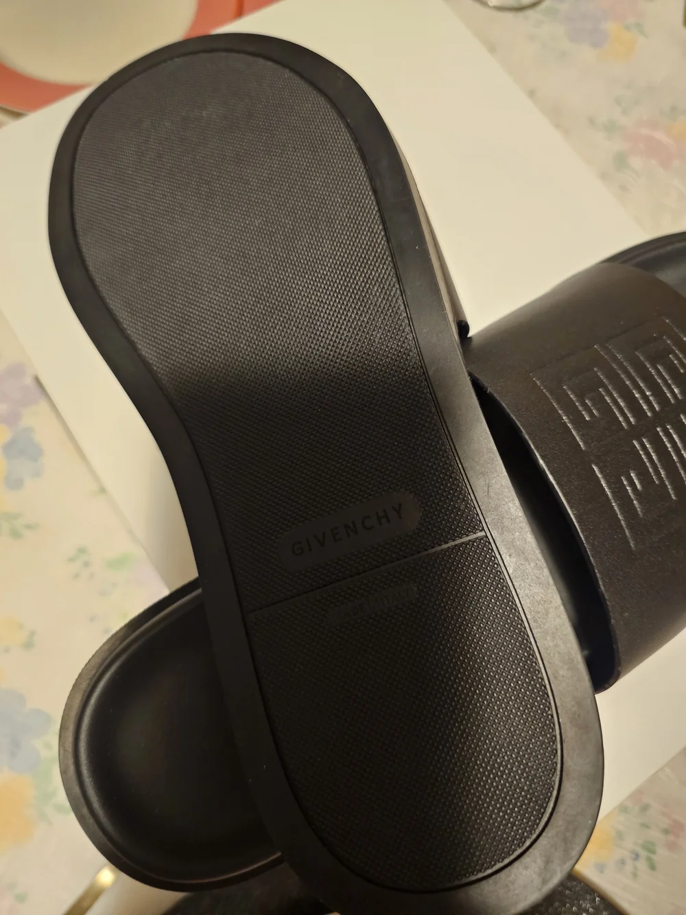 Givenchy Men Black Logo Rubber Slide Sandals